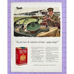 1941 PALL MALL Cigarettes WWII Officer US Army Air Force Print Ad